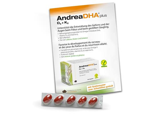 AndreaDHA plus D3 + K2 échantillon 5 capsules